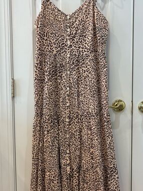 GAP Leopard Print Button-Front Maxi Dress , 100% cotton, size 8 🤎